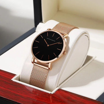 New Arrival Simple Elegant Rose Gold Women Bracelet Watches Set Quartz Movement Stainless Steel Mesh Watches